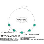 color: TXP564-Steel Color Lake Green Cat's Eye Stone Necklace
