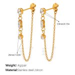color: EH1335WEG White Zircon Gold Earrings