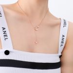 color: P315 Rose Color Star & Moon Necklace 40+5cm