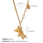 color: XL381BKG Black Rhinestone Gold Necklace