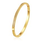 color: One Row of Stones Bangle Gold -4