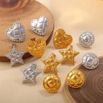 Hong Kong Five-Pointed Star Love Heart Stud Earrings Stainless Steel 18K Gold Plating Sweet Cool All-Match Jewelry Female