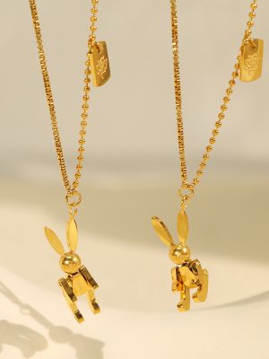 Mechanical Rabbit Stainless Steel Necklace Clavicle Chain Women's Light Luxury Sweater Chain New Spring and Autumn Accessories
