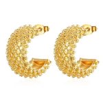 color: Grid Cast Earrings Gold MS-058