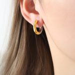 color: F1184-Steel-Gold Earrings -2.0
