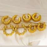 Stainless Steel Bamboo Hollow Earrings Women's High-Grade Retro Easy Matching Earrings