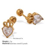 color: EH937WEG Crystal Stone Gold Stud Earrings