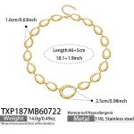 color: TXP187-Cutout Oval Gold Necklace -46+5cm