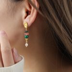 color: F224-Green Natural Stone Earrings
