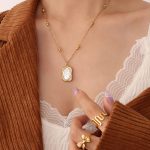 color: P133-Gold Magic Mirror Rose Necklace