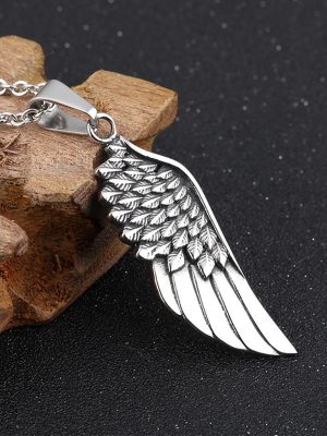 Trendy Men's Rock Angel Wings Pendant Cross Chain Wings Men's Necklace
