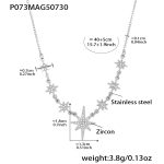 color: P073-Steel Color Eight-pointed Star Zircon Necklace 40+5cm