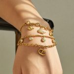 Ocean Dolphin Inlaid Zircon Multi-Pendant Bracelet Stainless Steel Elegant Geometric Women's Twin Bracelet