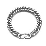 Stainless Steel Four-Sided Grinding Double Woven Bracelet Hip Hop Versatile Men and Women Simple Cuban Necklace Jewelry Buckle