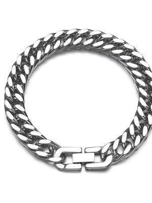 Stainless Steel Four-Sided Grinding Double Woven Bracelet Hip Hop Versatile Men and Women Simple Cuban Necklace Jewelry Buckle