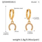 color: Q058-Gold Horseshoe Clasp Zircon Earrings -S