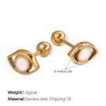 color: EH917WEG White Enamel Gold Stud Earrings