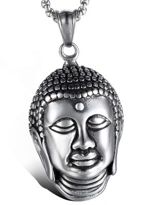 Three-Dimensional Sakyamani Buddha Pendant Buddha Head Chain Titanium Stainless Steel Men's and Women's Accessories Necklace