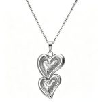 color: Double Heart Steel Color Necklace -3