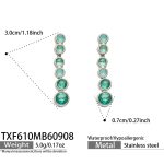 color: TXF610-Green Zircon Steel Color Earrings