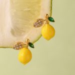 Daisy Resin Lemon Stud Earrings Summer Fresh Fruit Accessories Stainless Steel Girls' Gifts Earrings