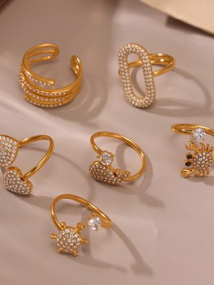 Stainless Steel 5A Open-End Zircon Ring Non-Fading Design Ring Ring Ornament Light Luxury
