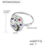 color: A975-Steel Color Mixed Colors Zircon Ring / size: US 7