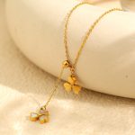 Simple White Shell Clover Necklace Design Flower-Shaped Clavicle Chain Small Light Luxury High-End Women