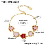 color: TXE510-Mixed Red Faceted Stone Gold Bracelet 16.5+5cm