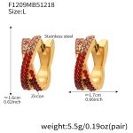 color: F1209-Red Color Zircon Earrings -Large