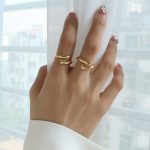 color: A203-Deep Hug Ring Open Non-adjustable Gold / size: US 7