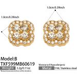 color: TXF599-B Style White Zircon Gold Earrings