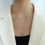 color: P025LOVE Tassel Necklace Steel Color 42+5cm
