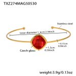 color: TXZ274-Gold Imported Czech Red Glass Bangle