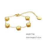 Non-Fading Stainless Steel Gold Parthenocissus Grass Fritillary Bracelet Female Plaid Simple and Light Luxury Mori Style