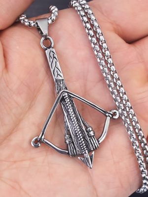 Hip Hop Stainless Steel Necklace Boat Anchor Bow and Arrow Pendant Vintage Unisex Accessories