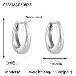 color: F583-Steel Color U Shape Earrings -M-10mm