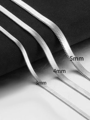 Stainless Steel Basic Style Necklace Blade Chain Flat Snake Lobster Buckle All-Matching Hip Hop Men and Women Couple Simple Accessories