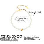 color: TXE157-Gold Imitation Pearl Bracelet -4mm