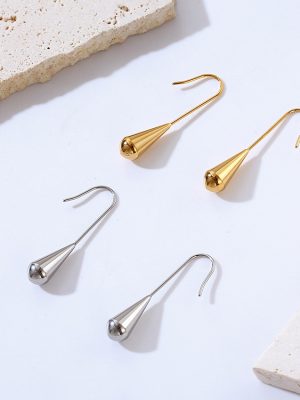 French Retro Water Drop Earrings Women's Advanced Simple Artistic Irregular Stainless Steel Graceful Earrings