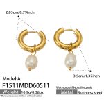 color: F1511-Gold Pearl Earrings