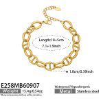 color: E258-Box Link Chain Gold Bracelet -18+5cm