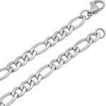 Figaro Chain Stainless Steel Three-to-One Necklace Flat Men's Ornament