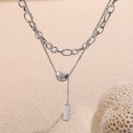 High-Grade Double-Layer Stainless Steel Necklace Women's Lucky Bean Twin Clavicle Chain Neck Chain Ornament