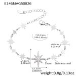 color: E146-Steel Color Star Zircon Bracelet 15+5cm