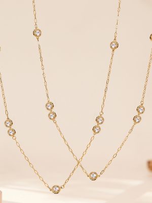 Super Flash Claw Inlaid Large 5A Zircon Double Layer Twin Long Sweater Chain Light Luxury Gorgeous Jewelry
