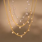 Stainless Steel round Diamond 5A Zircon Ornament Exquisite Super Flash Necklace Non-Fading Necklace Women