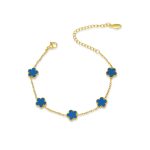 color: Five-petal Flower Cyan Shell Bracelet