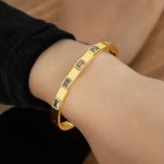 color: Z325-Gold White Zircon Bangle