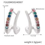 color: F1620-Steel Color Multicolor Rhinestone Earrings